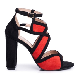 SEA Naisten sandaalit kantapäässä Mokkanahka Musta Punainen Emolly SEA Naisten sandaalit kantapäässä Mokkanahka Musta Punainen Emolly