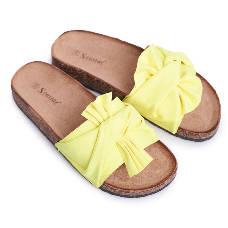 PS1 Naisten tohvelit korkkinauhoilla Neon keltainen rusetti