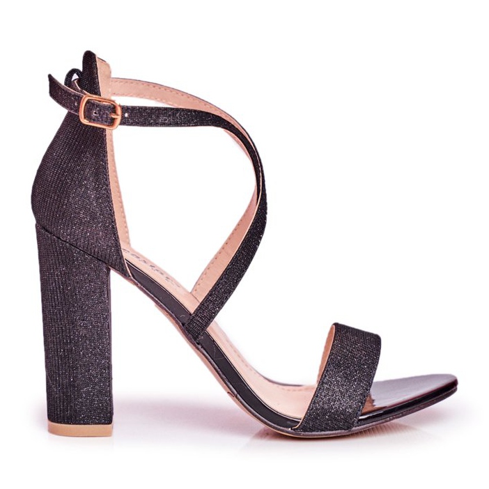 PS1 Naisten sandaalit kantapäällä Glitter Black Vivi musta