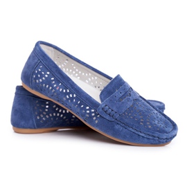 S.Barski Naisten Loaferit, joissa aitoa nahkaa Navy Blue Salem tummansininen