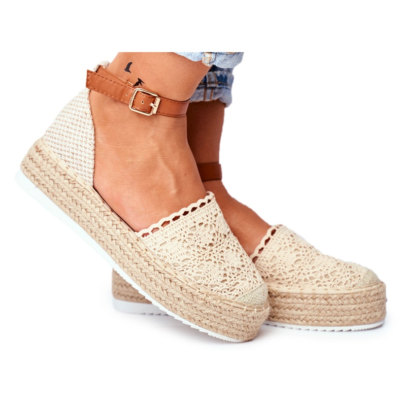 HAN Naisten Espadrilles Beige Palm Spring Pellava Platform