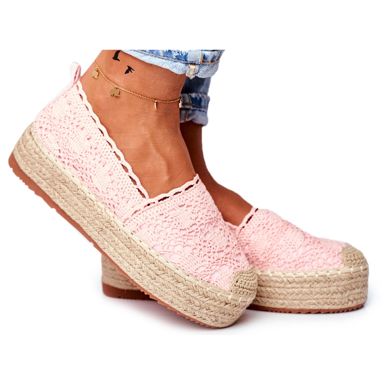 ADY Naisten Espadrilles Lace Pink Desante Platform vaaleanpunainen