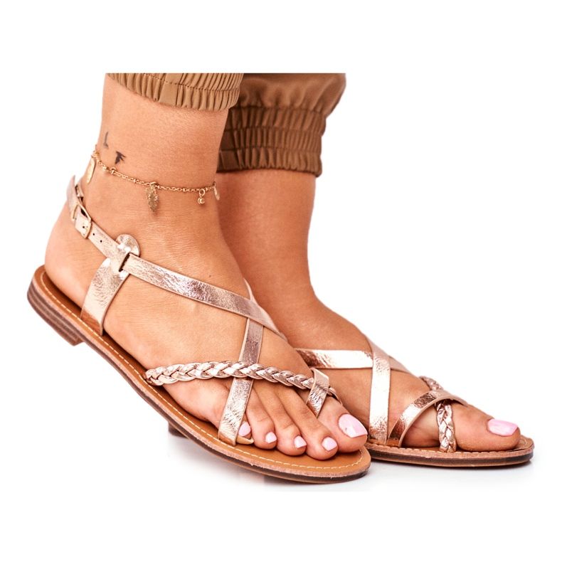 ADY Naisten Litteät Sandaalit Hihna Rose Gold Laurence vaaleanpunainen keltainen