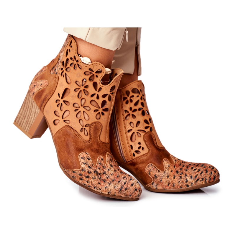 Naisten saappaat korkokenkiä Maciejka Spring Red 04369-29 ruskea