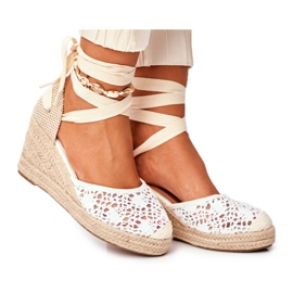 FRID Naisten Sandaalit On Wedge Espadrilles Lace Vieno valkoinen