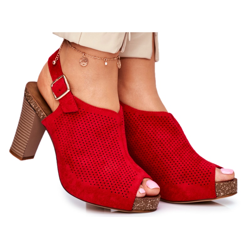Naisten sandaalit korkokenkiä Sergio Leone SK855 Red Senillo punainen