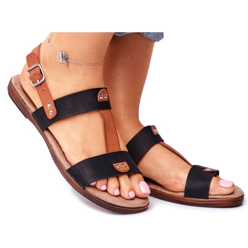 EVE Tyylikkäät naisten sandaalit 20SD35-0307 Musta Renna