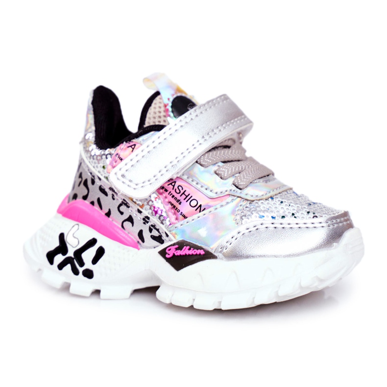 FRROCK Urheilulliset lasten kengät tarranauhalla hopealla Ole onnellinen harmaa