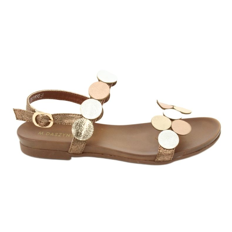 M.Daszyński Sandaalit kultaiset pyörät Daszyński MR1958-1 ruskea hopea kultainen
