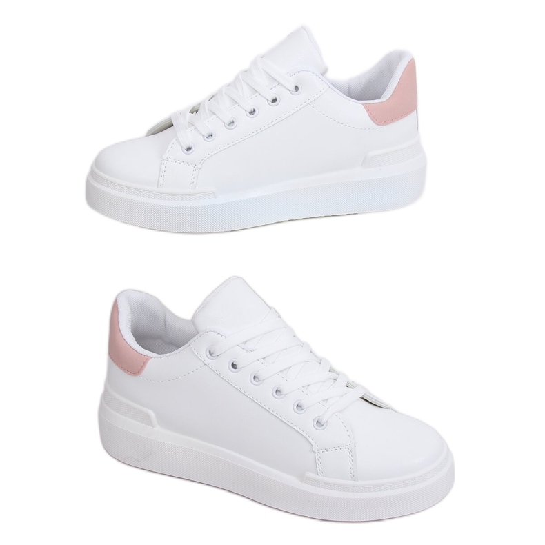 Valkoiset naisten lenkkarit 85-428 WHITE / PINK valkoinen vaaleanpunainen