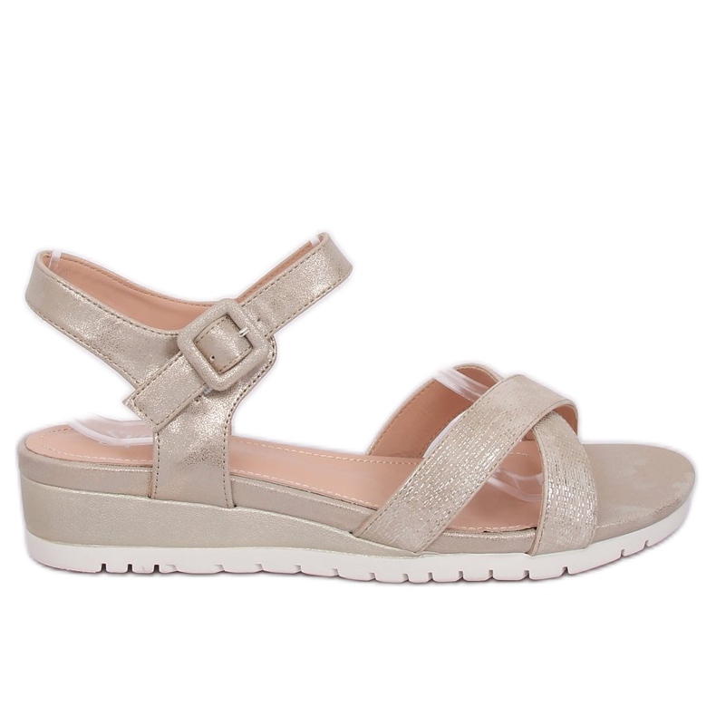Sandaalit matalalla kiilakorolla kultaa NS115P LT.GOLD kultainen