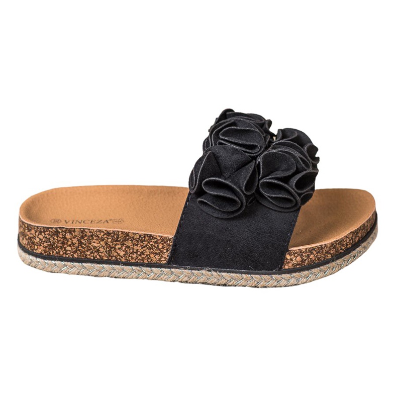 Mukavat tossut kukilla VINCEZA musta