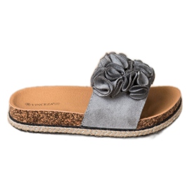 Mukavat tossut kukilla VINCEZA harmaa