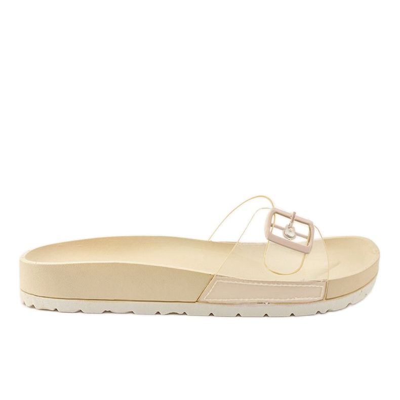 Beige läpinäkyvät tossut SE-9606-soljella