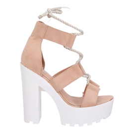 Sandaalit beigellä ja vaaleanpunaisella alustalla NS120 Beige vaaleanpunainen Sandaalit beigellä ja vaaleanpunaisella alustalla NS120 Beige vaaleanpunainen