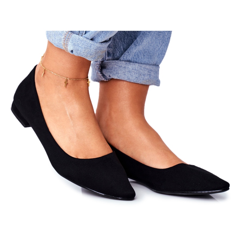 EVE Naisten ballerinat Suede Black Westley musta