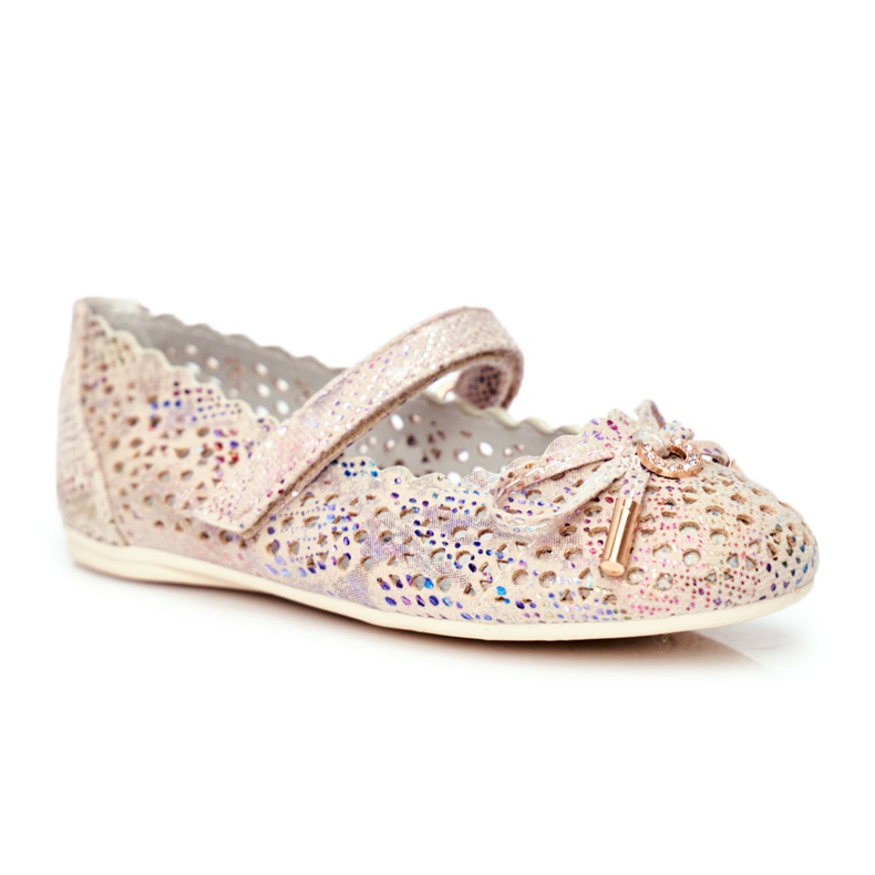S.Barski Lasten beige -openwork -ballerinat tarranauhalla Barski Remtro