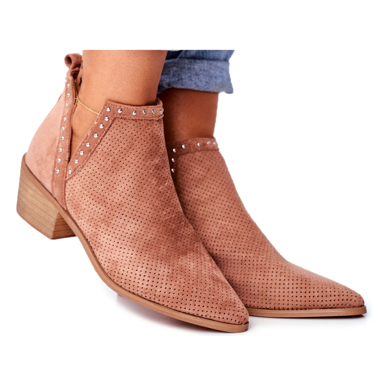 Bellucci Naisten saappaat kantapäässä Mokkanahka Openwork Pink Margate vaaleanpunainen