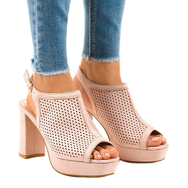 Beige avoin kantapää sandaalit 9R82