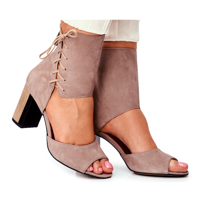 Naisten sandaalit korkokenkiä Maciejka beige mokkanahka 04122-04