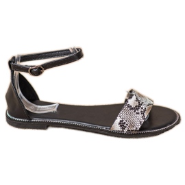 Goodin Snake Print Flat Sandaalit musta Goodin Snake Print Flat Sandaalit musta