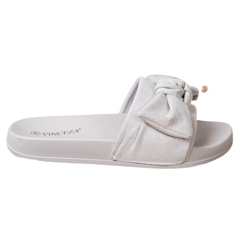 VINCEZA -tossut, joissa rusetti harmaa