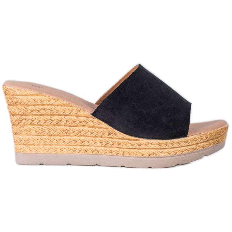 SHELOVET Suede Wedge Sandaalit musta