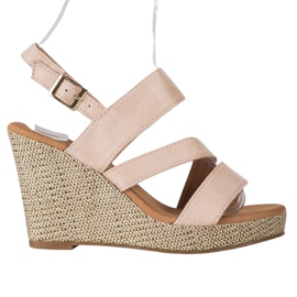Small Swan Beige Wedge Sandaalit