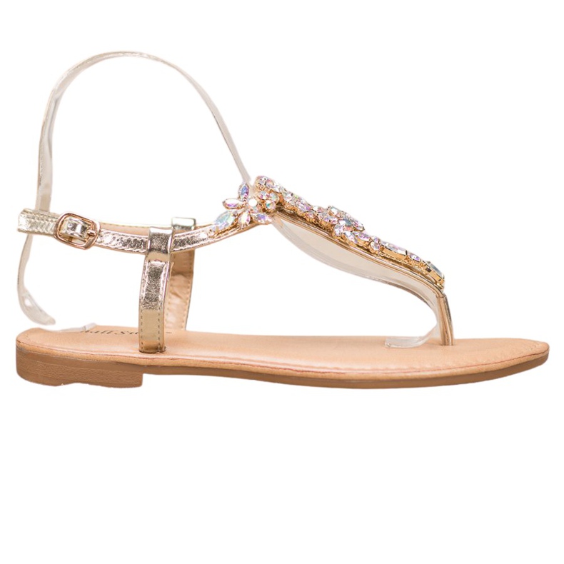 Small Swan Tyylikkäät sandaalit, joissa on kuutio zirkonia keltainen