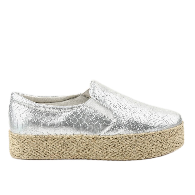 Hopeiset liukuvat espadrillit 6140 harmaa