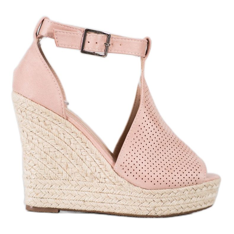 SHELOVET Avoimet kiilamaiset sandaalit vaaleanpunainen