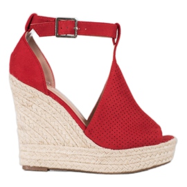 SHELOVET Avoimet kiilamaiset sandaalit punainen