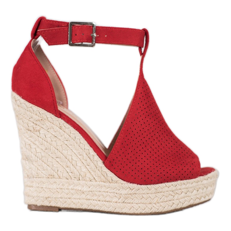 SHELOVET Avoimet kiilamaiset sandaalit punainen