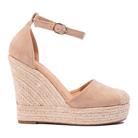 SHELOVET Tyylikkäät kiila-espadrillit beige