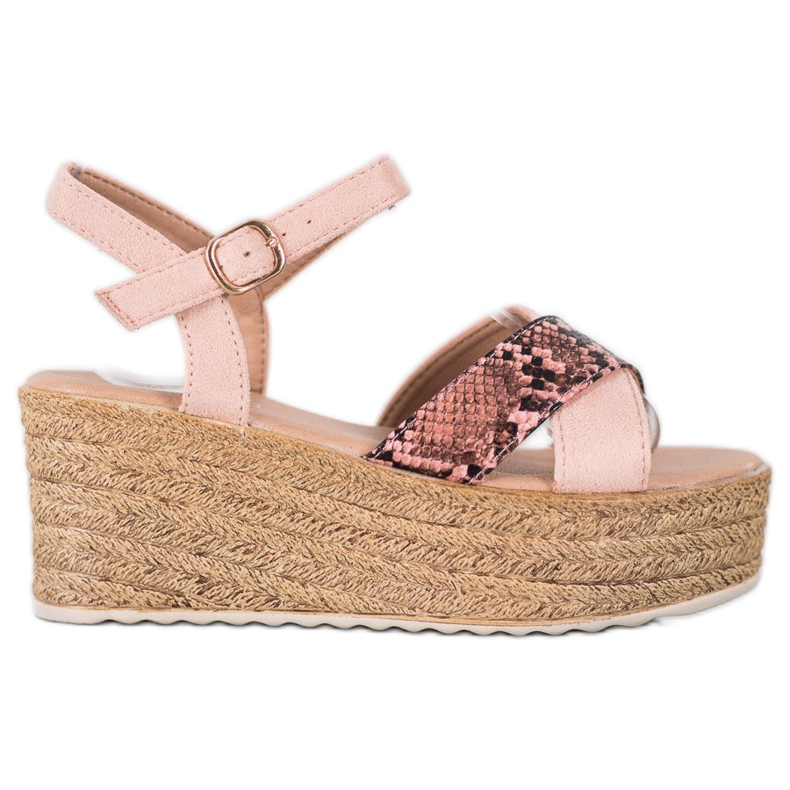 SHELOVET Wedge sandaalit Snake Print vaaleanpunainen