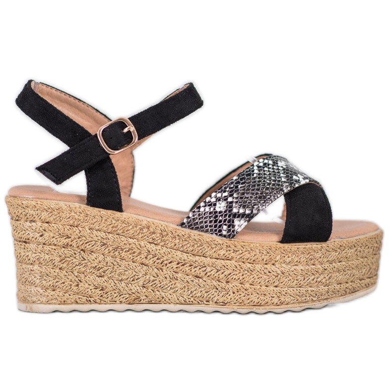 SHELOVET Wedge sandaalit Snake Print musta