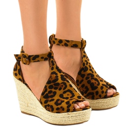 Leopard kiila sandaalit espadrillit 108-11 monivärinen
