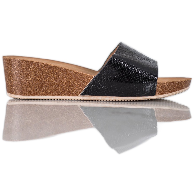 Small Swan Eco -nahkatossut musta