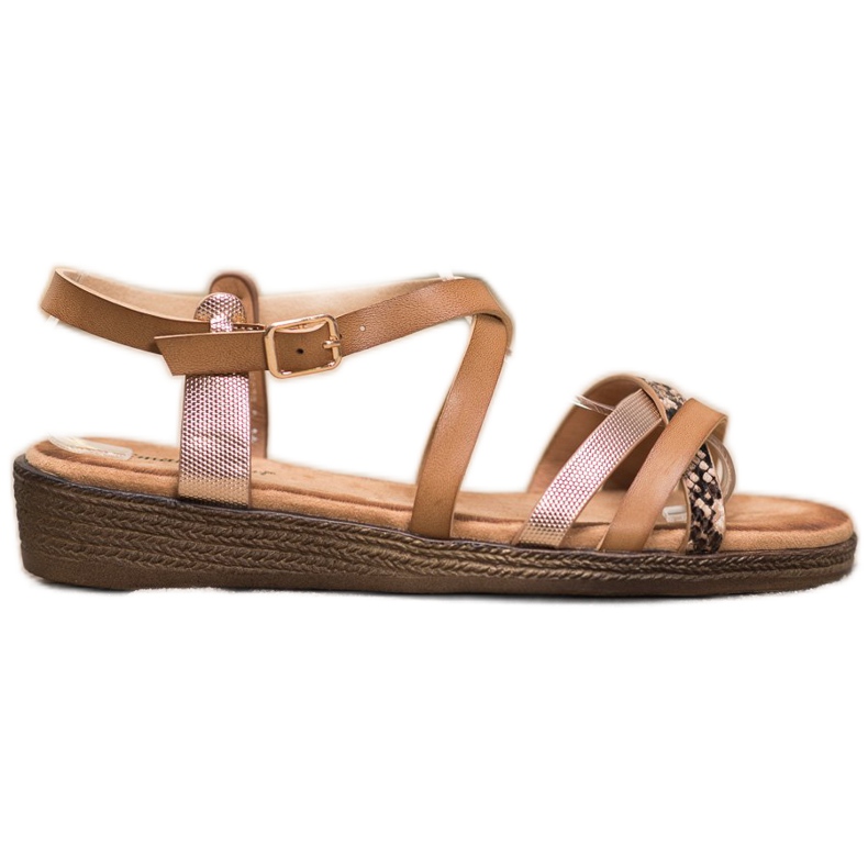 Small Swan Tyylikkäät ruskeat sandaalit kultainen