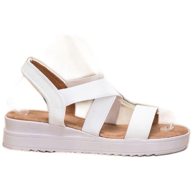 SHELOVET Valkoiset sandaalit, joissa kuminauhat valkoinen