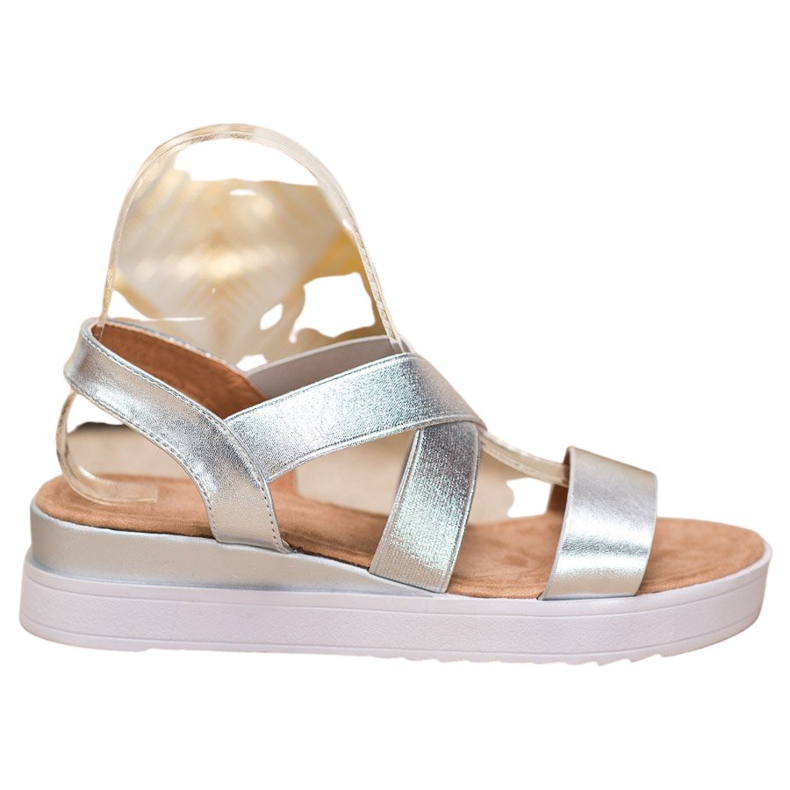 SHELOVET Hopeiset sandaalit, joissa kuminauhat harmaa