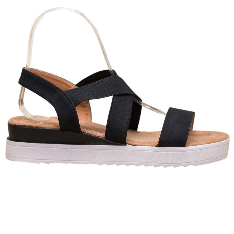 SHELOVET Mustat sandaalit, joissa kuminauhat