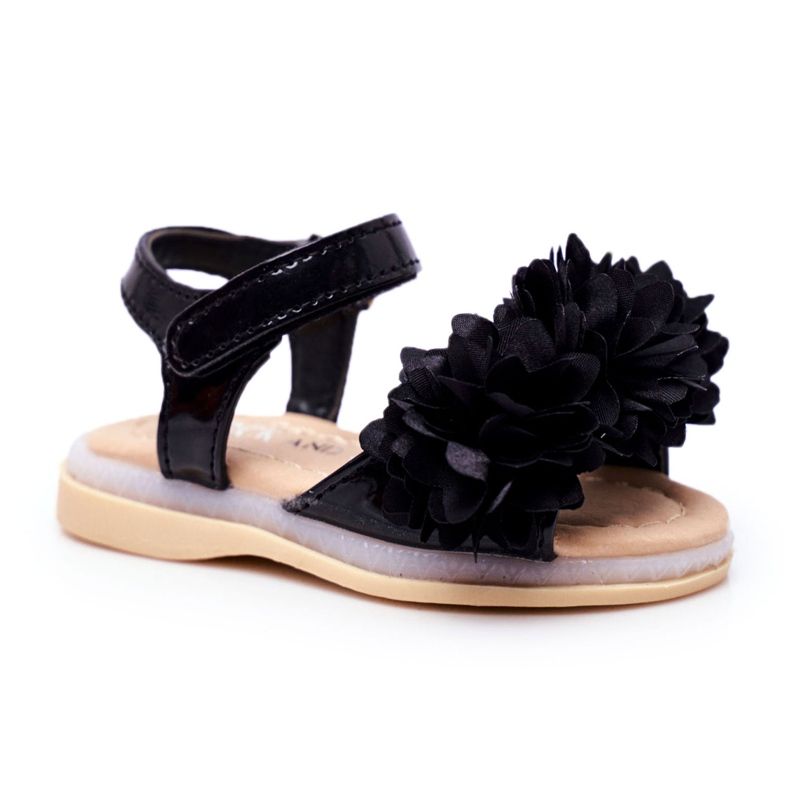 FRROCK Lasten sandaalit tarranauhalla hehkuva musta Milena