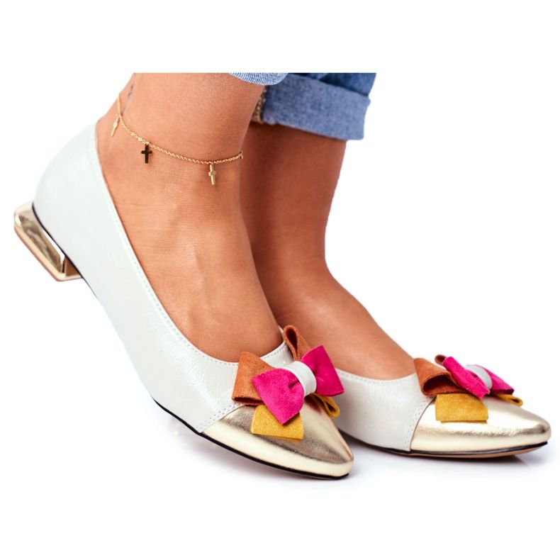 M.DASZYŃSKI Naisten ballerinat Tyylikäs värikäs rusetti harmaa Mi Amore