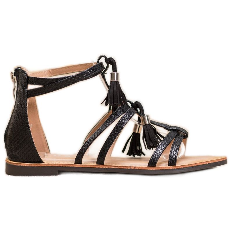 SHELOVET Mustat sandaalit hapsuilla