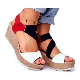 Naisten sandaalit Wedge Big Star Slip-On FF276014 valkoinen punainen laivastonsininen