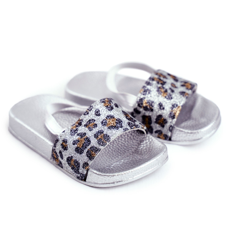 FRROCK Lasten tossut Brocade Leopard Silver Rimia harmaa