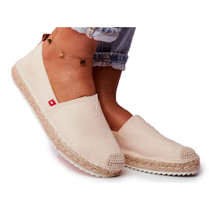 Naisten espadrillit, punottu pohja Beige Big Star FF274A500