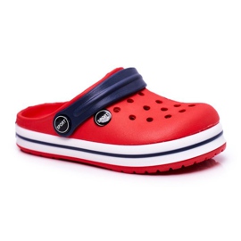 Tossut pojalle, tytölle, lapselle, punaiset crocsit punainen tummansininen