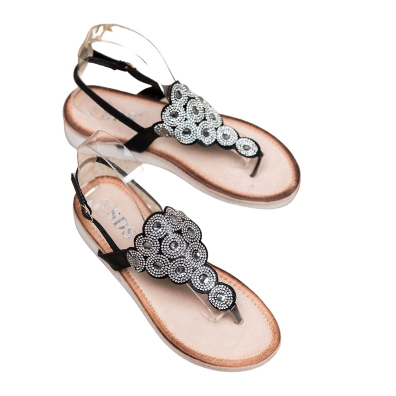 SDS Sandaalit alustalla koristeilla musta